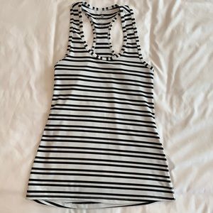 Black and white striped workout tank